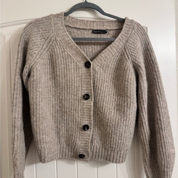 SHEIN Taupe Button-Up Cardigan - Picture 1 of 2
